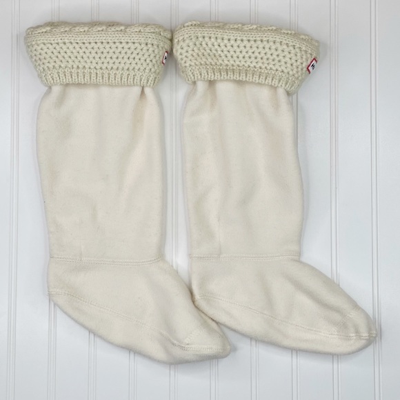 Hunter Slipper Boot Socks Boot Liner White Statement Socks Women’s Medium Sz 5-7 - Picture 2 of 3